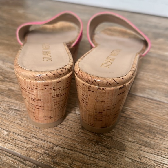 Stuart Weitzman Summer pink Suede Platform Cork Wedge Sandal Size 8 - Picture 4 of 7